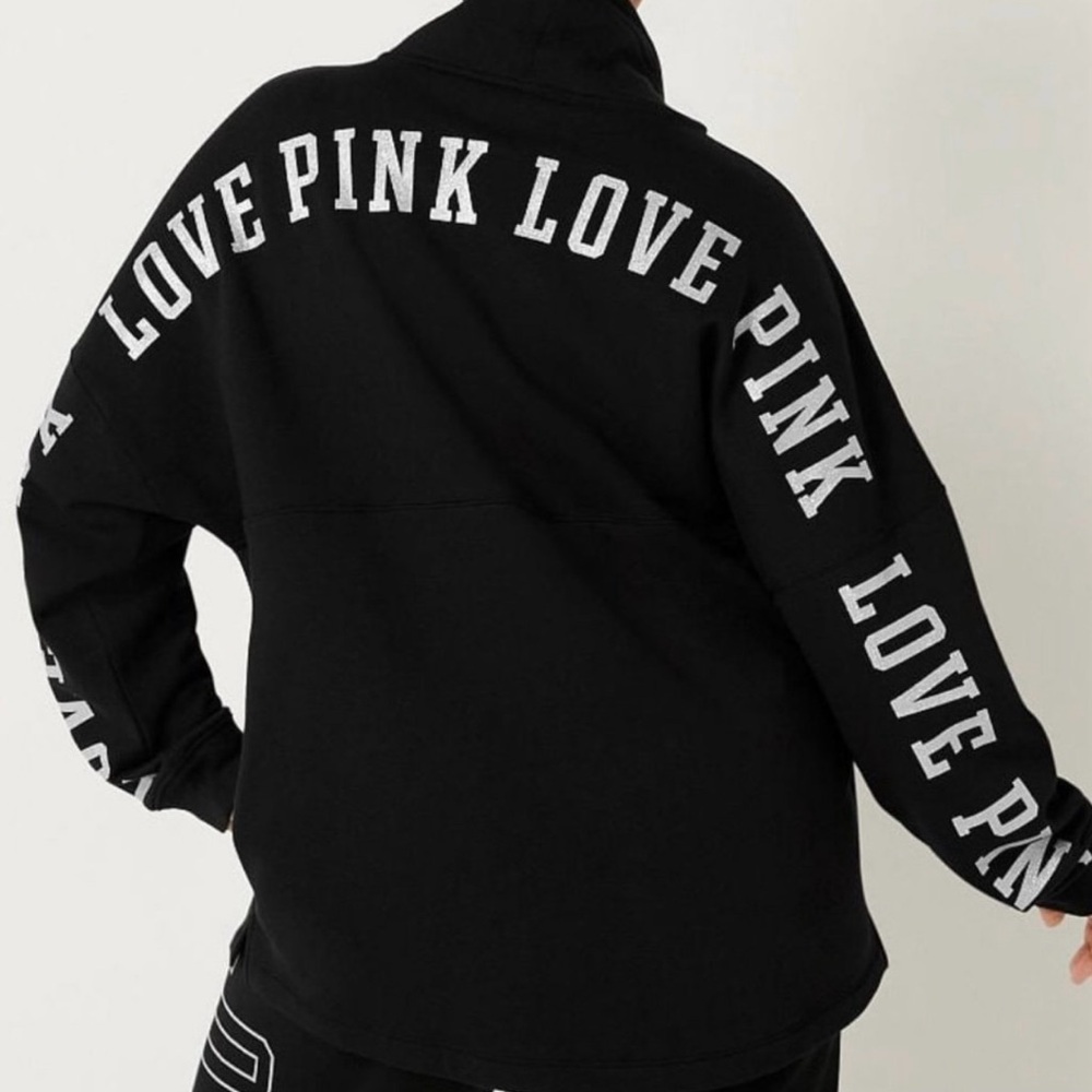 PINK cowl neck Shine. Silver Lettering BNWT